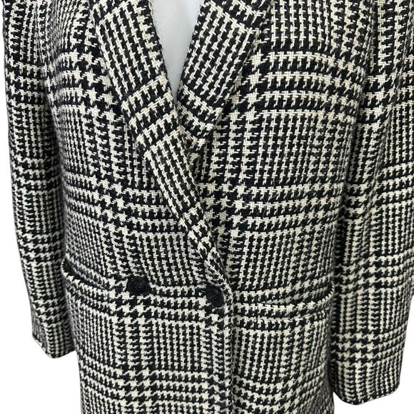 Talbots‎ Wool Blend Notched Collar Jacket Black White Plaid Double Breasted sz 6 - Picture 3 of 9